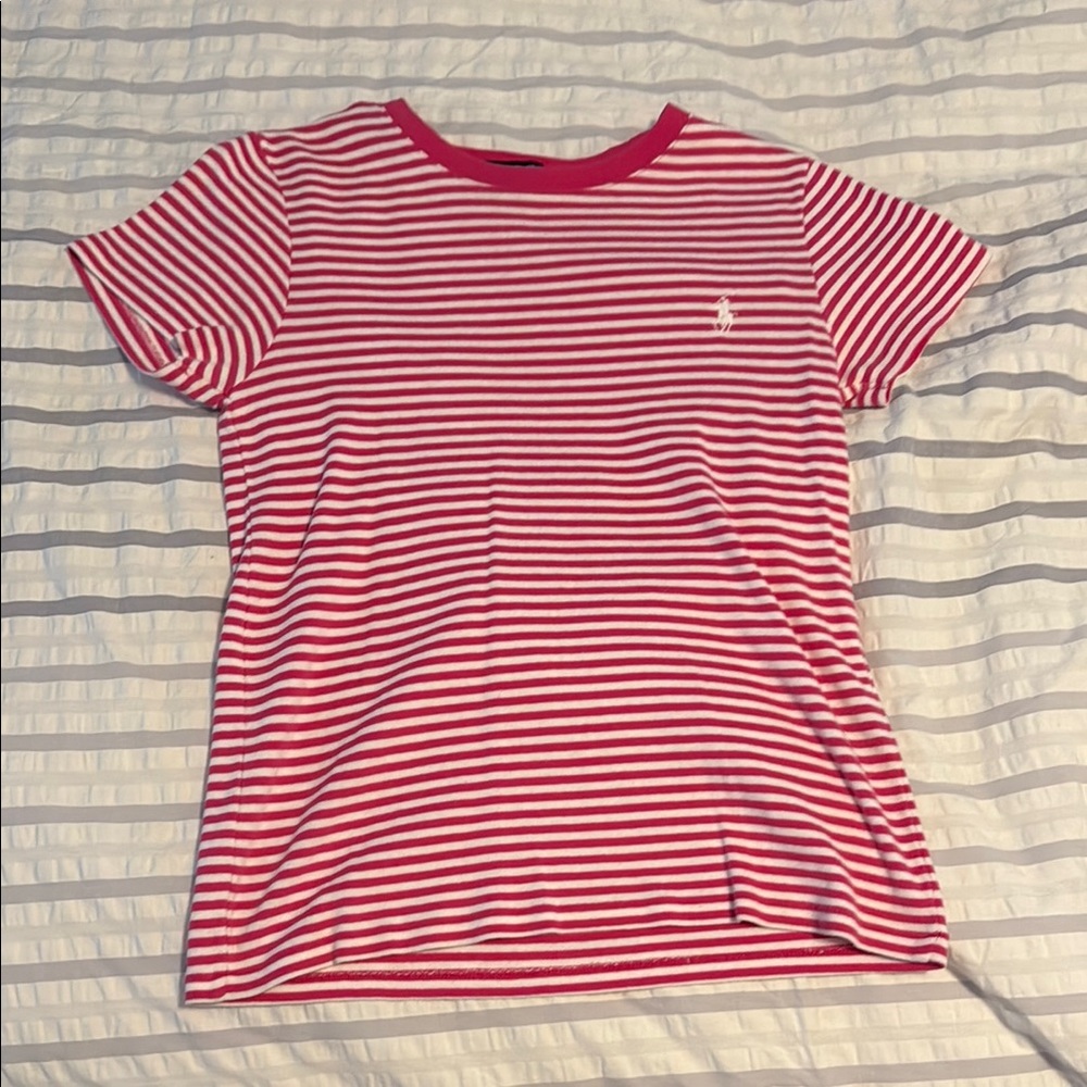 Ralph Lauren Sport Pink and White Striped Tee